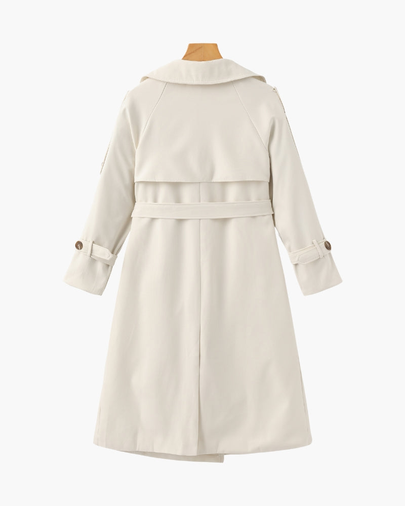 Trench-Coat Larges Revers Ceinture Amovible pour Femme