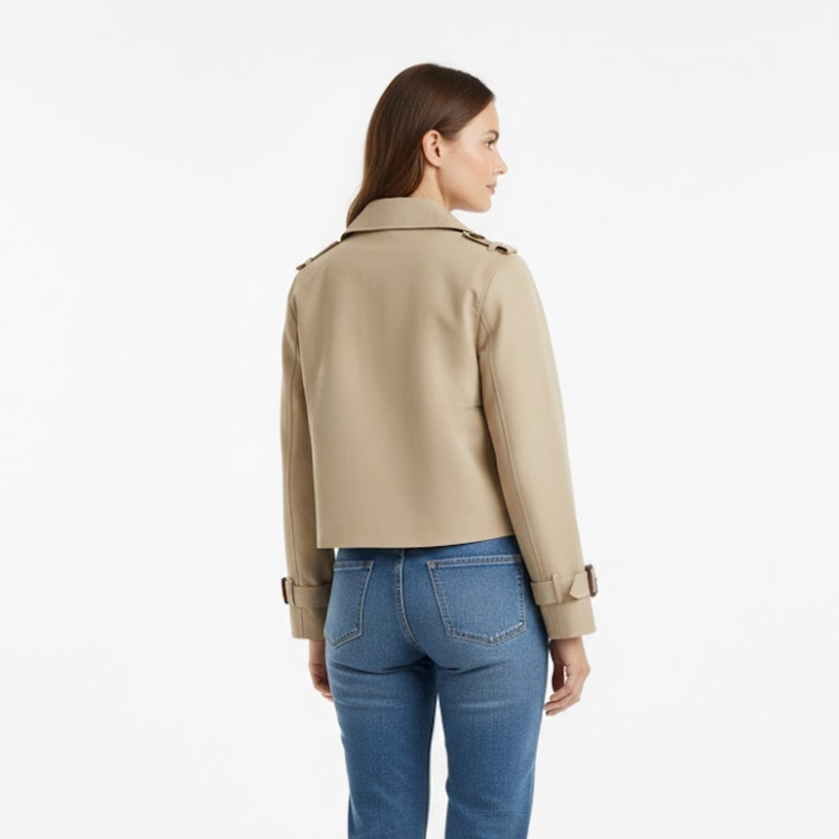 Trench Court Double Boutonnage Col à Revers pour Femme
