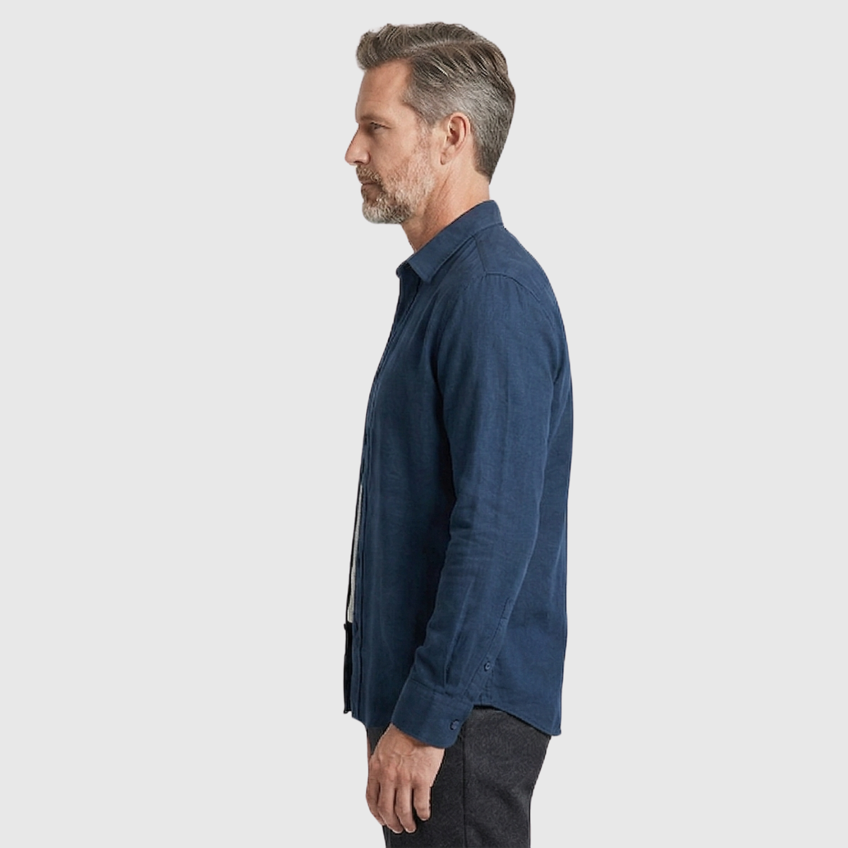 Chemise homme lin manches longues col mao fermeture boutonnée