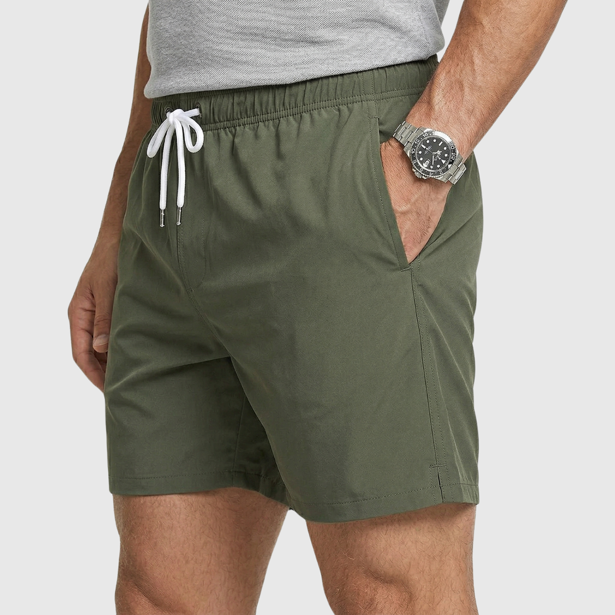 Short de bain homme séchage rapide taille élastique avec cordon et poches