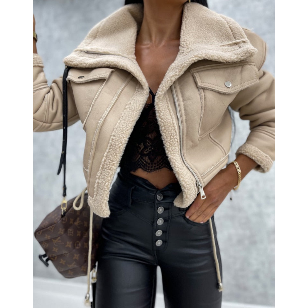 Veste aviateur courte femme col classique casual tendance