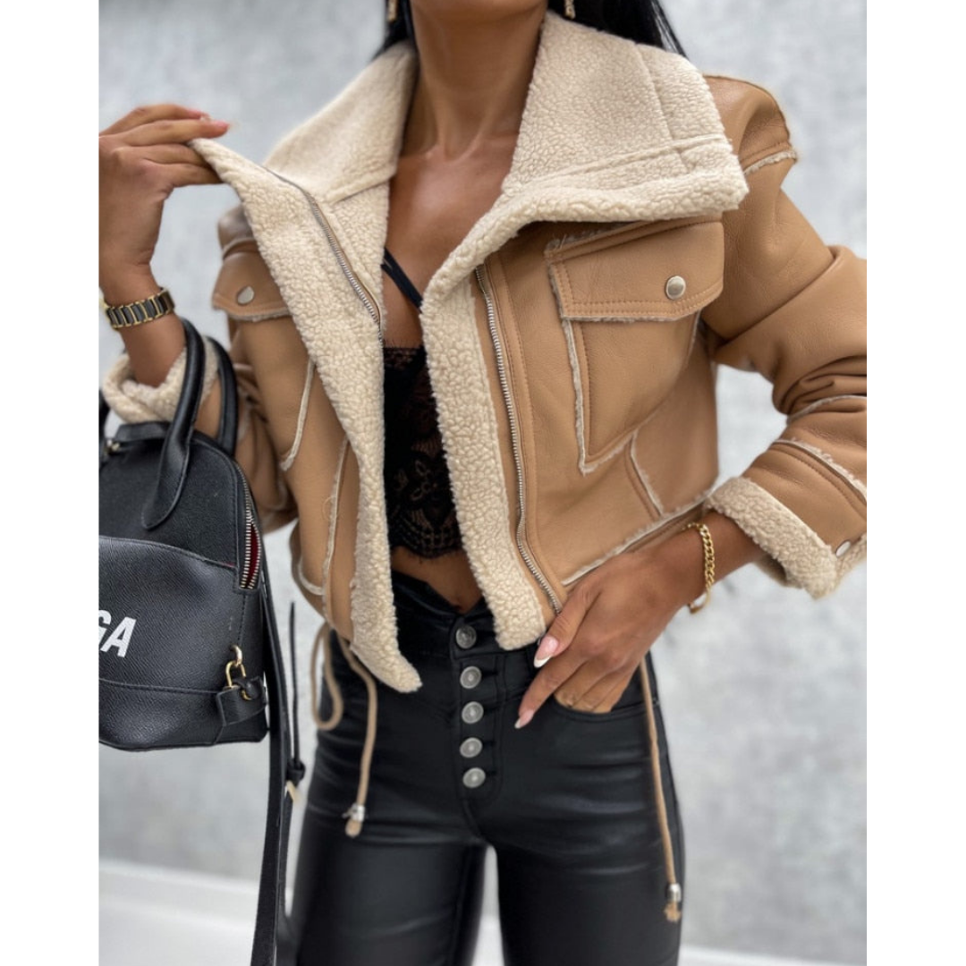 Veste aviateur courte femme col classique casual tendance