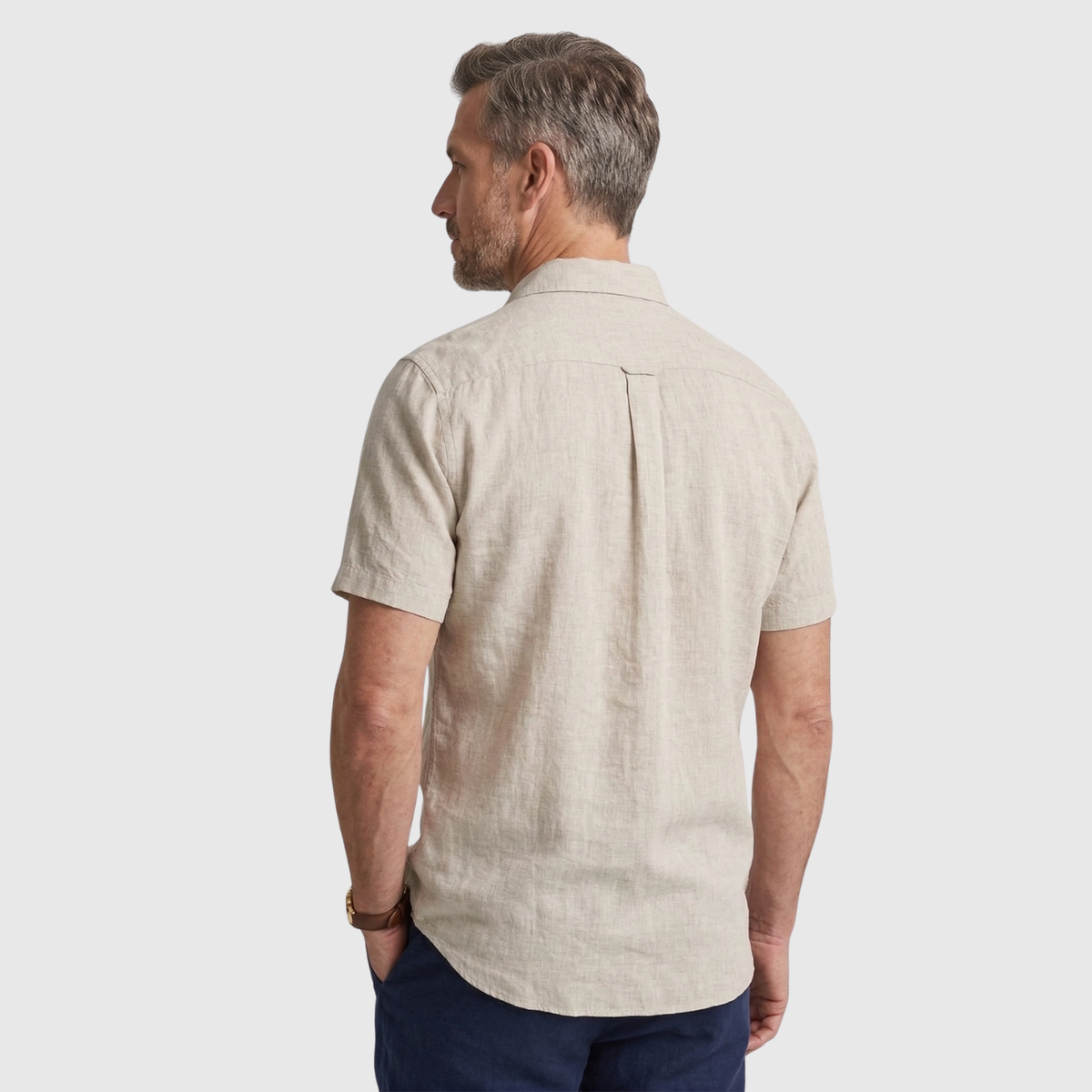 Chemise homme lin manches courtes col boutonné coupe décontractée été