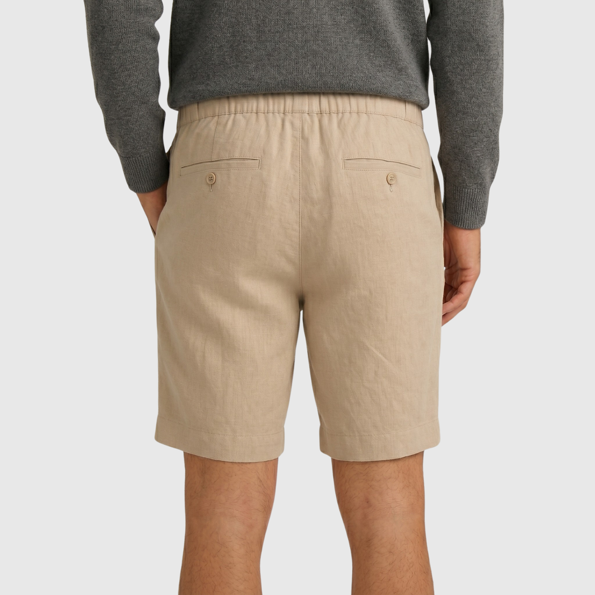 Short homme lin taille élastique cordon