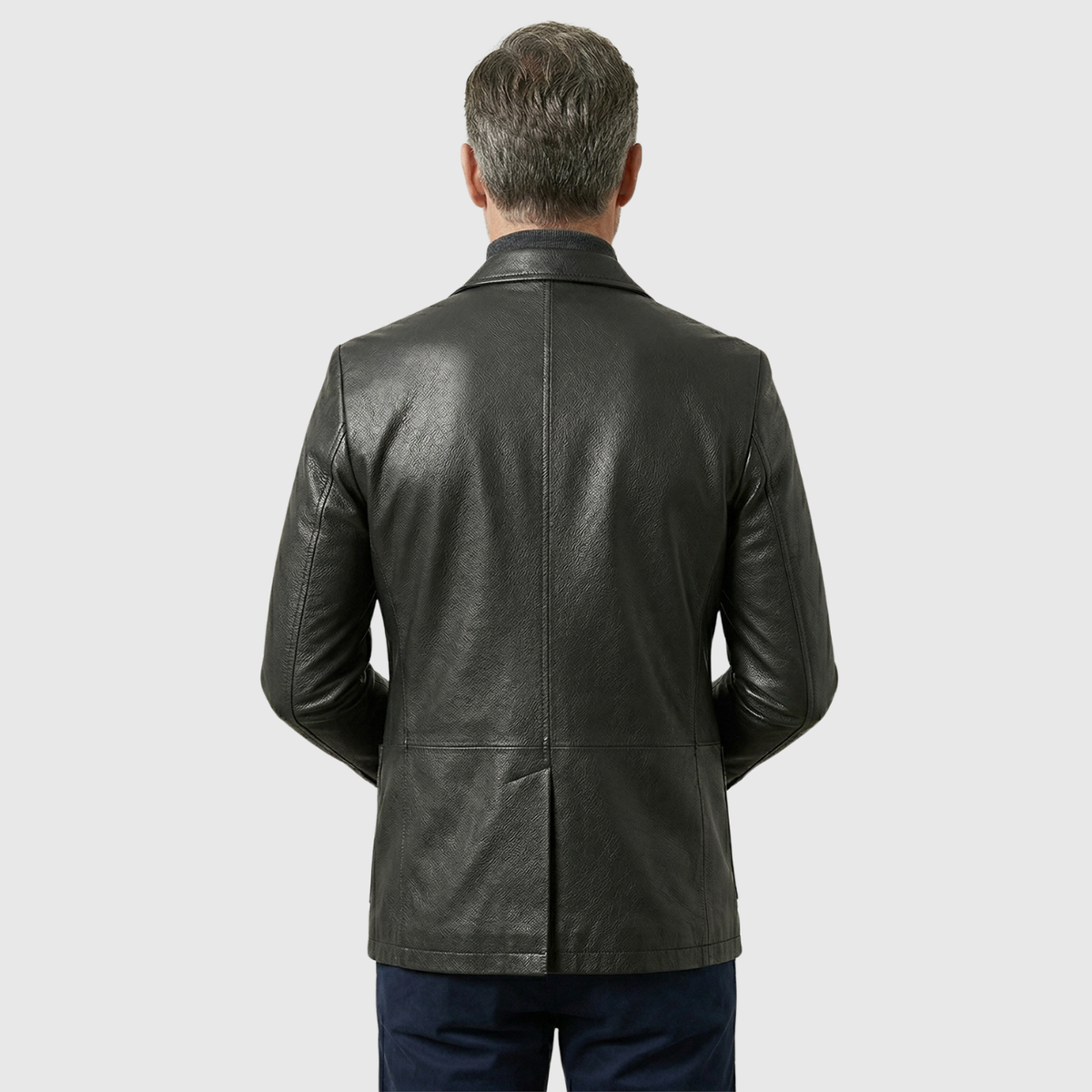 Veste cuir homme agneau style blazer fermeture boutonnée coupe ajustée