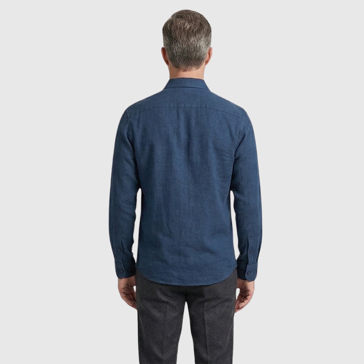Chemise homme lin manches longues col mao fermeture boutonnée