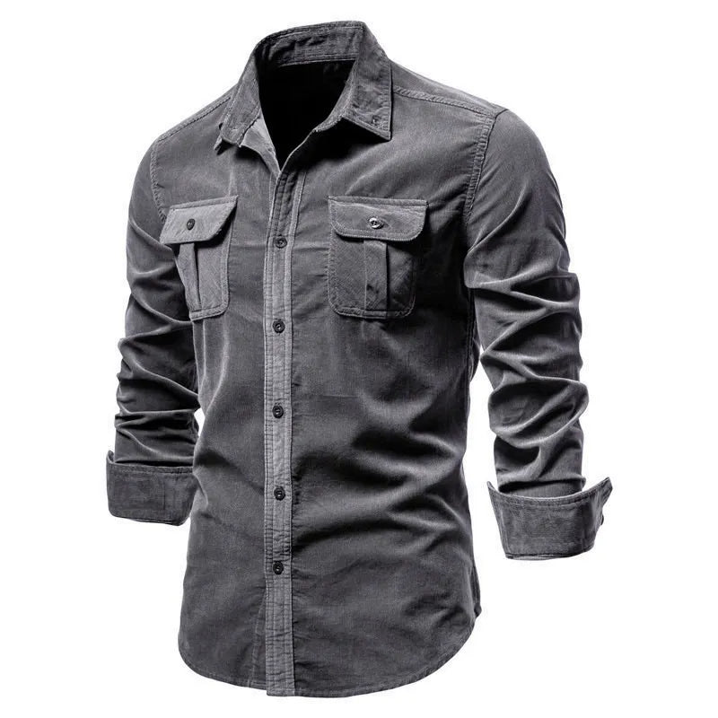 Chemise en Velours Côtelé Coupe Ajustée pour Homme