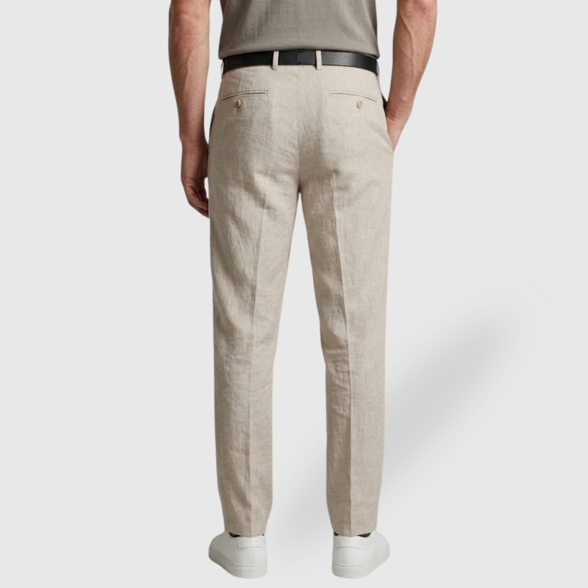 Pantalon en lin homme coupe droite taille élastique cordon ajustable