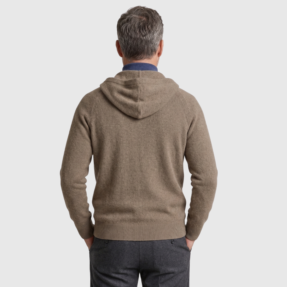 Gilet homme laine mérinos à capuche maille épaisse fermeture zippée
