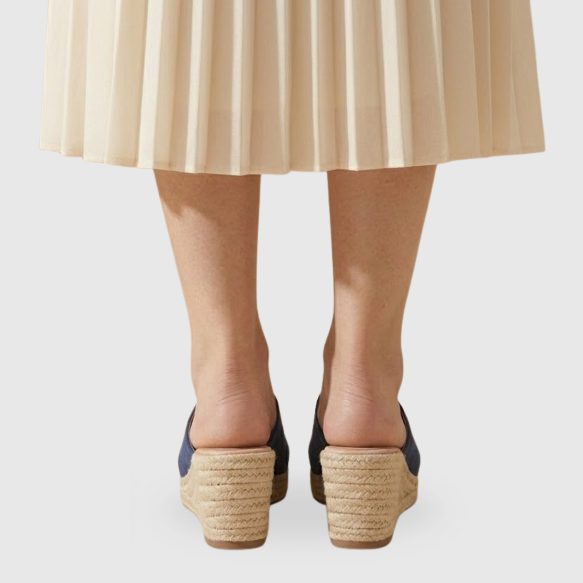 Mules compensées femme semelle corde style espadrille bout fermé