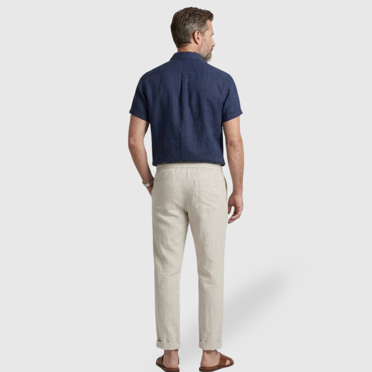 Ensemble homme été lin chemise manches courtes et pantalon léger