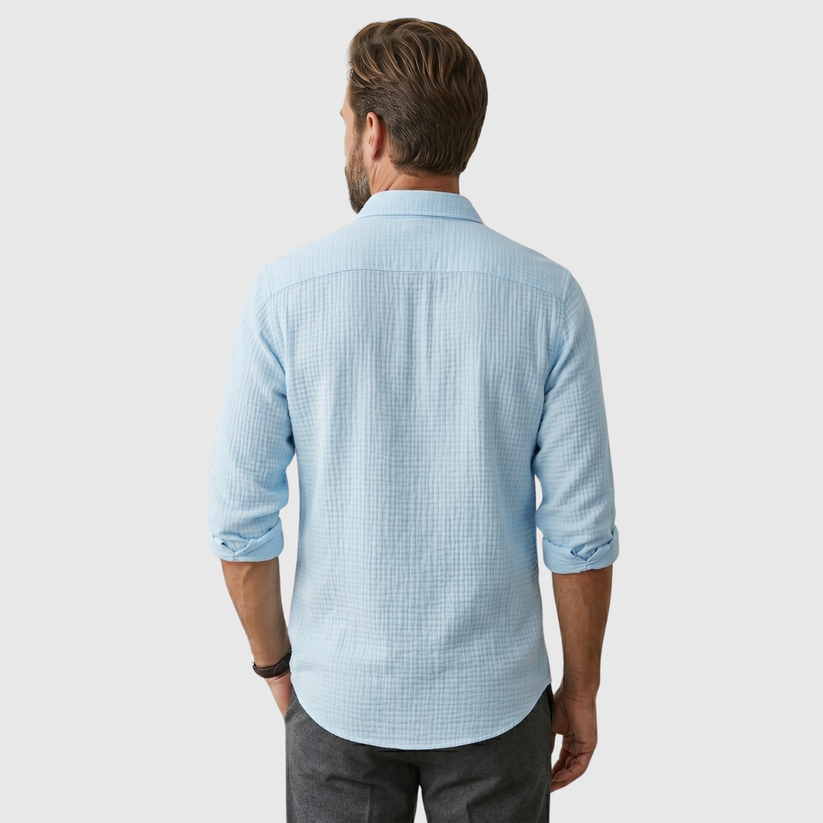 Chemise homme manches longues boutonnée coupe décontractée col classique