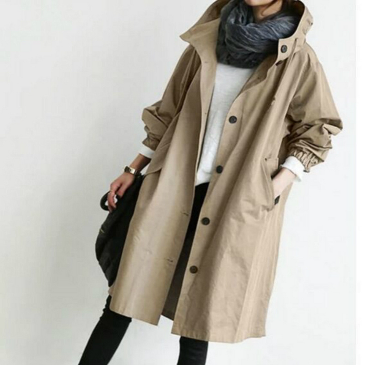 Trench-Coat Coupe-Vent Finition Imperméable pour Femme