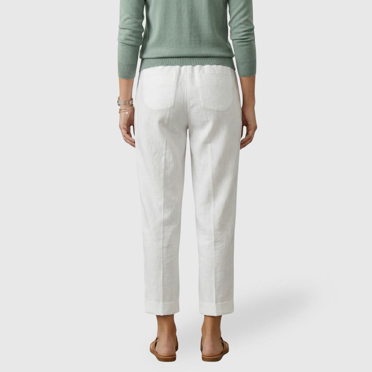 Pantalon femme fluide taille élastique coupe ample jambes larges été léger