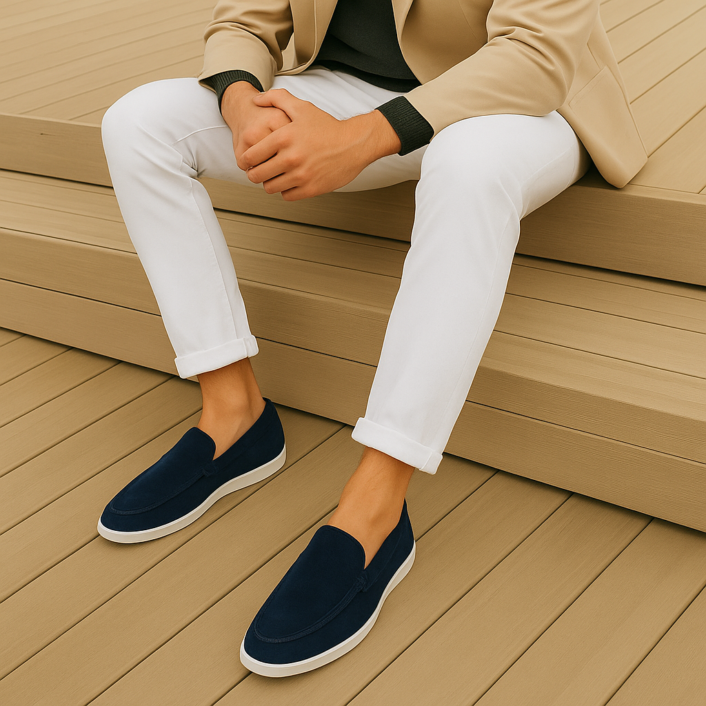 Mocassins homme daim souple semelle légère style raffiné