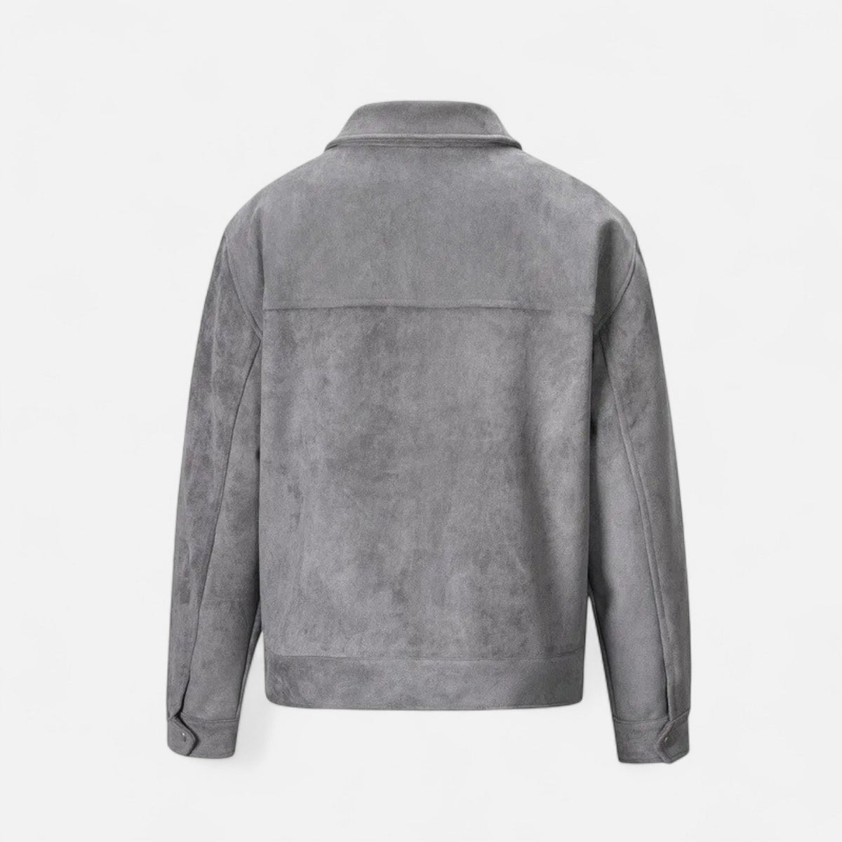 Veste en Suédine Oversize Col à Revers Zippée pour Homme