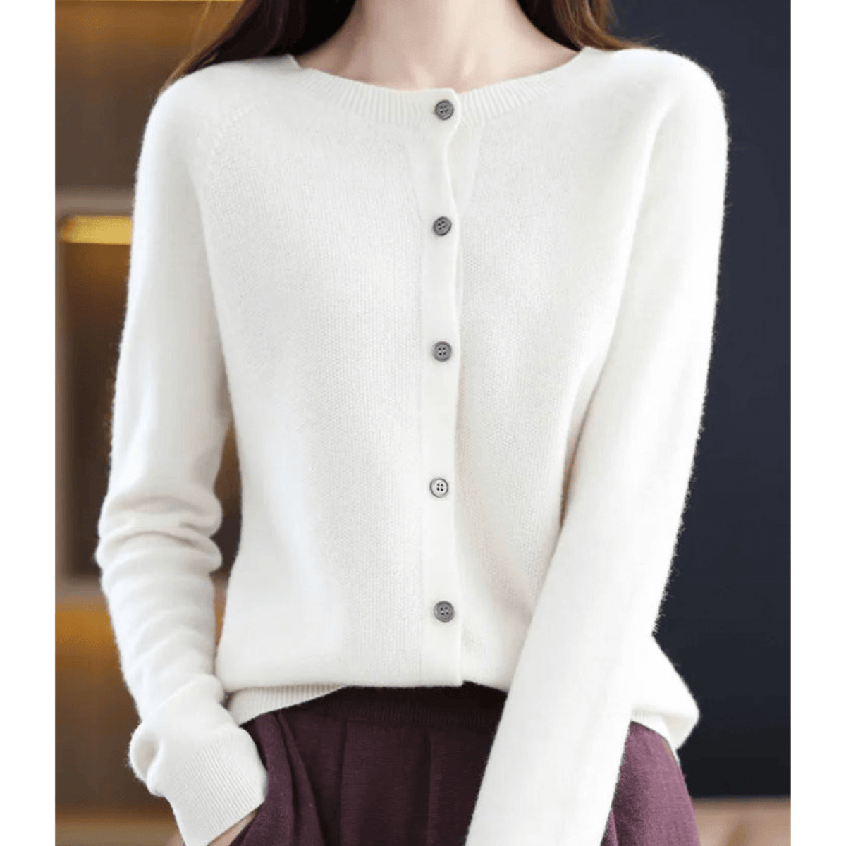 Cardigan Encolure en V Fermeture Boutonnée pour Femme