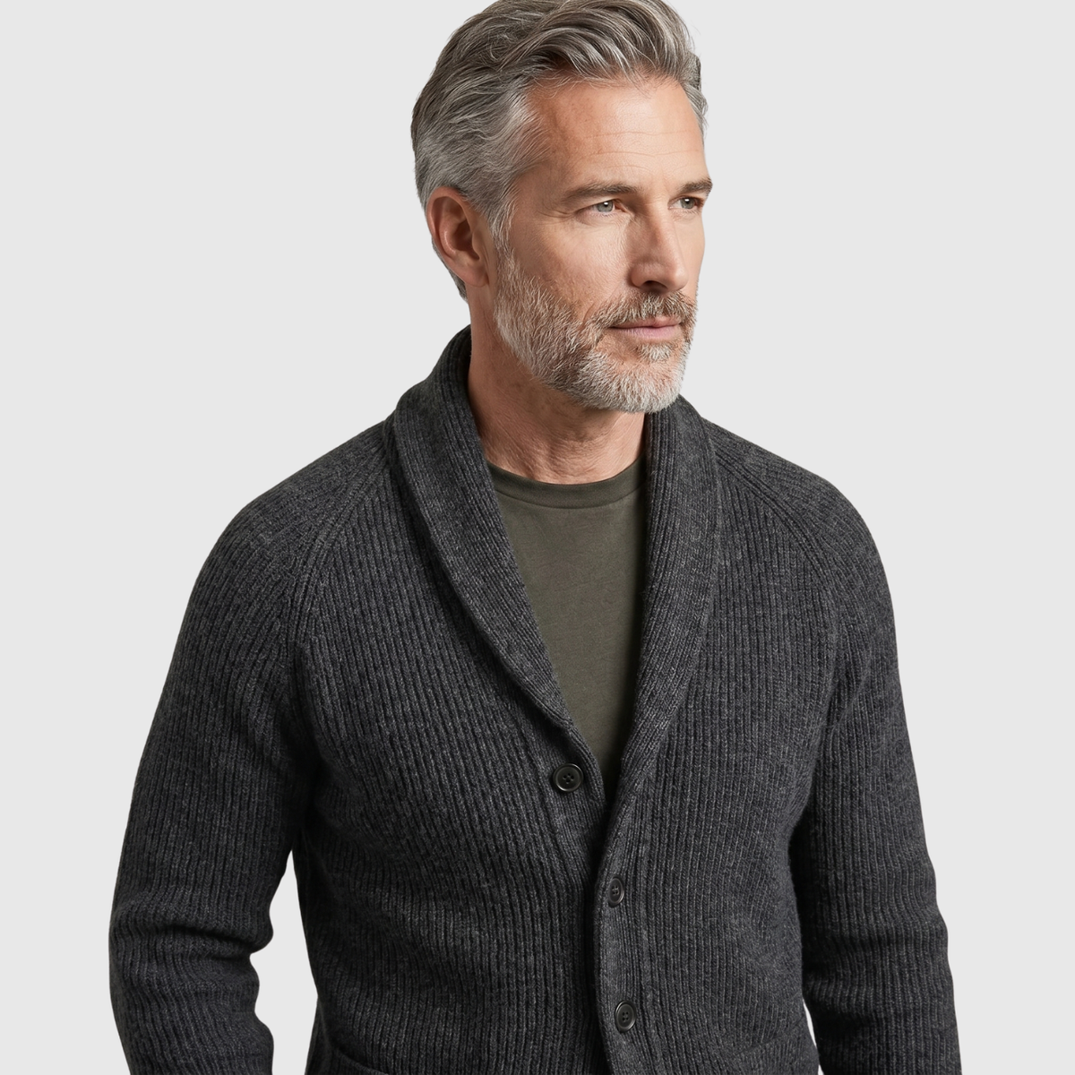 Gilet homme laine col V boutonné manches longues coupe droite