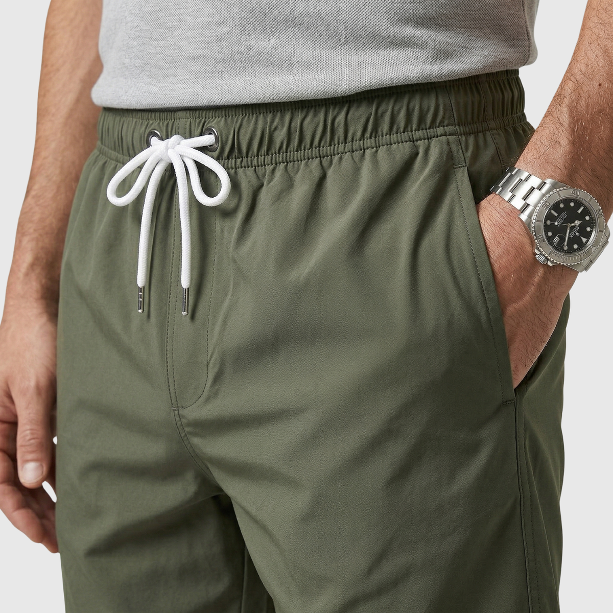 Short de bain homme séchage rapide taille élastique avec cordon et poches