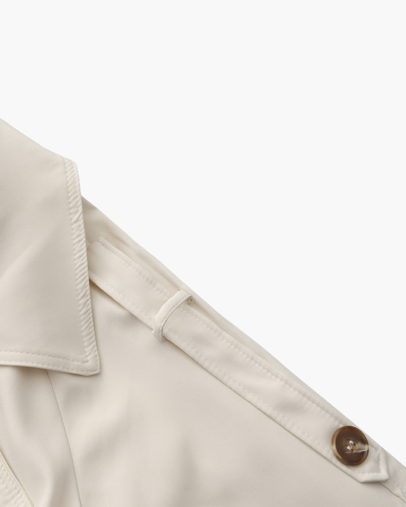 Trench-Coat Larges Revers Ceinture Amovible pour Femme