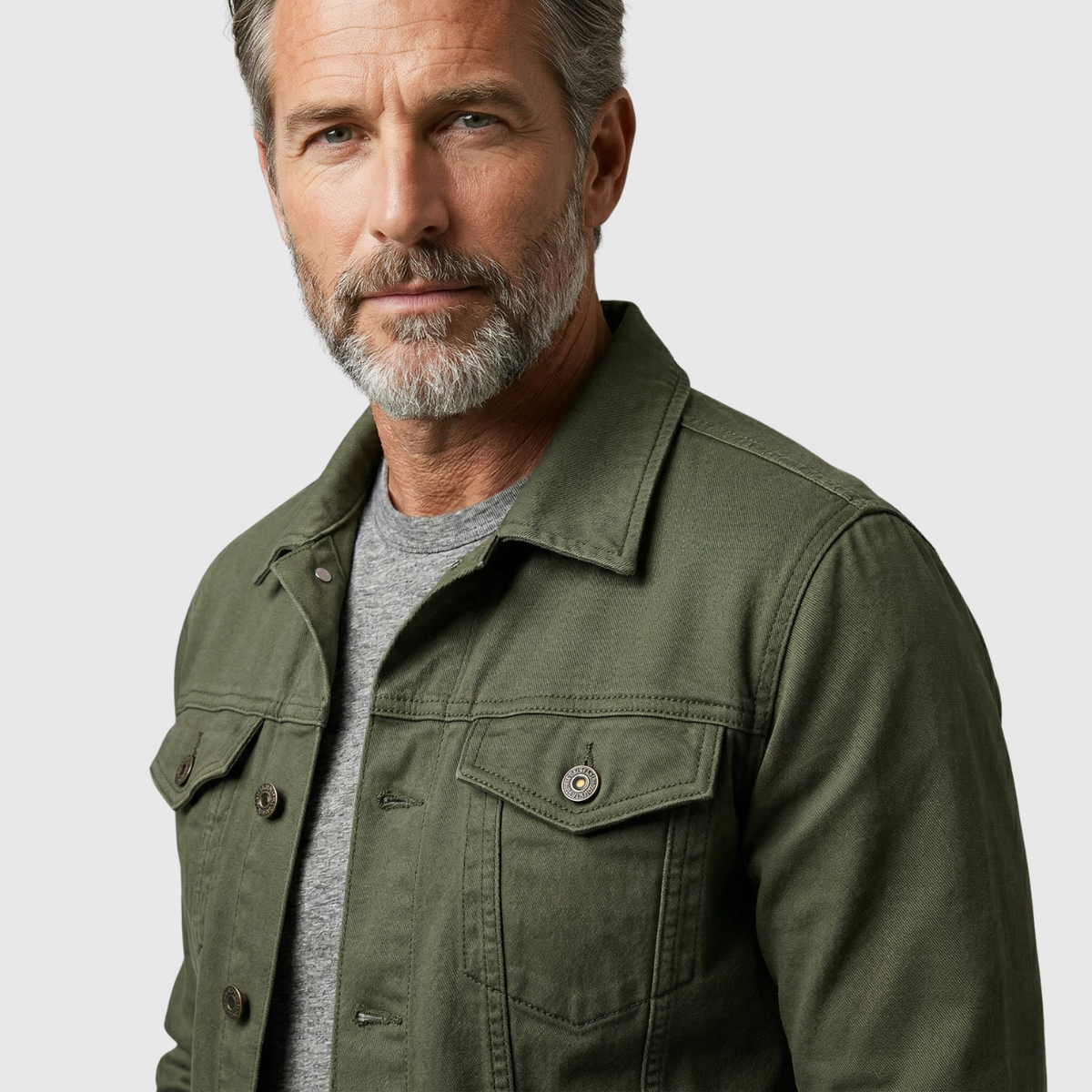Veste en jean homme coupe classique boutonnée col chemise poches poitrine