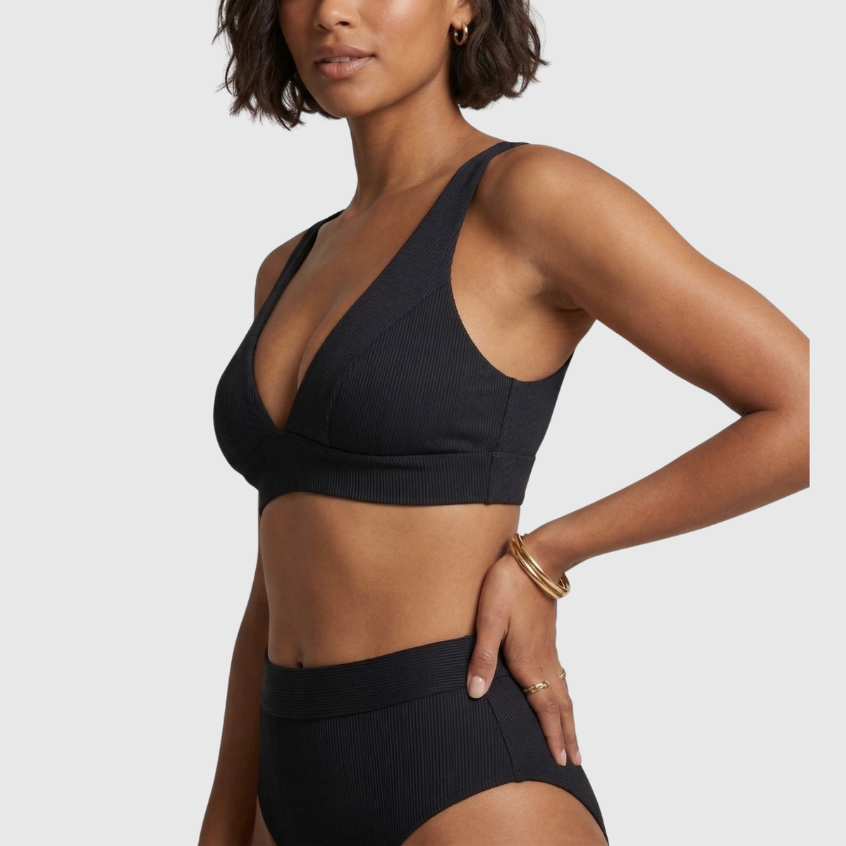 Bikini femme taille haute deux pièces maillot de bain maintien ventre sans armatures