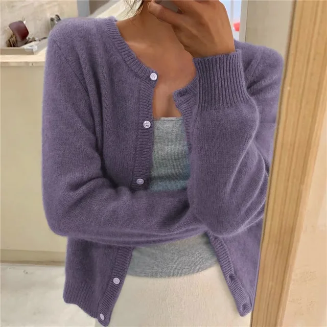 Cardigan Sydney da donna in maglia fine, vestibilità ampia ed eleganza naturale