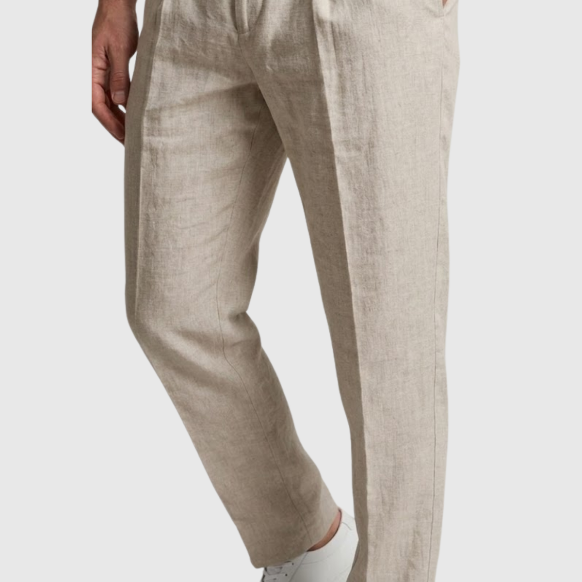 Pantalon en lin homme coupe droite taille élastique cordon ajustable