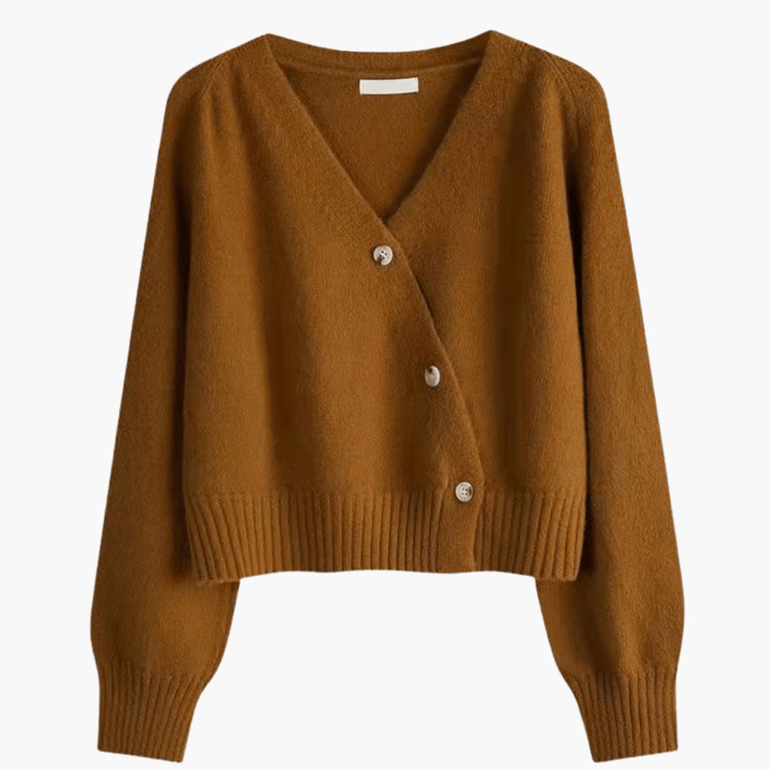 Cardigan da donna con scollo a V, bottoni, bordi a coste e vestibilità comoda