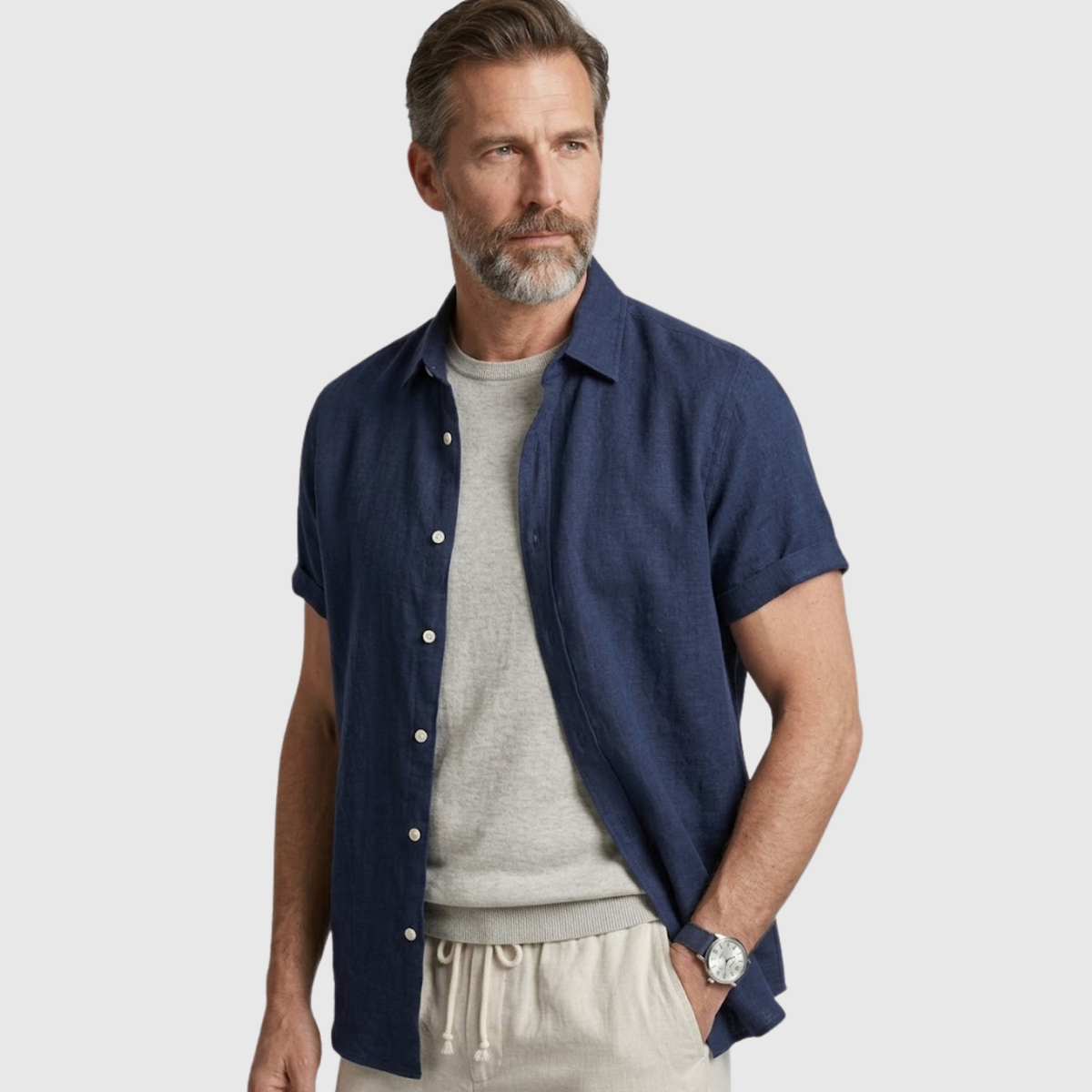 Ensemble homme été lin chemise manches courtes et pantalon léger