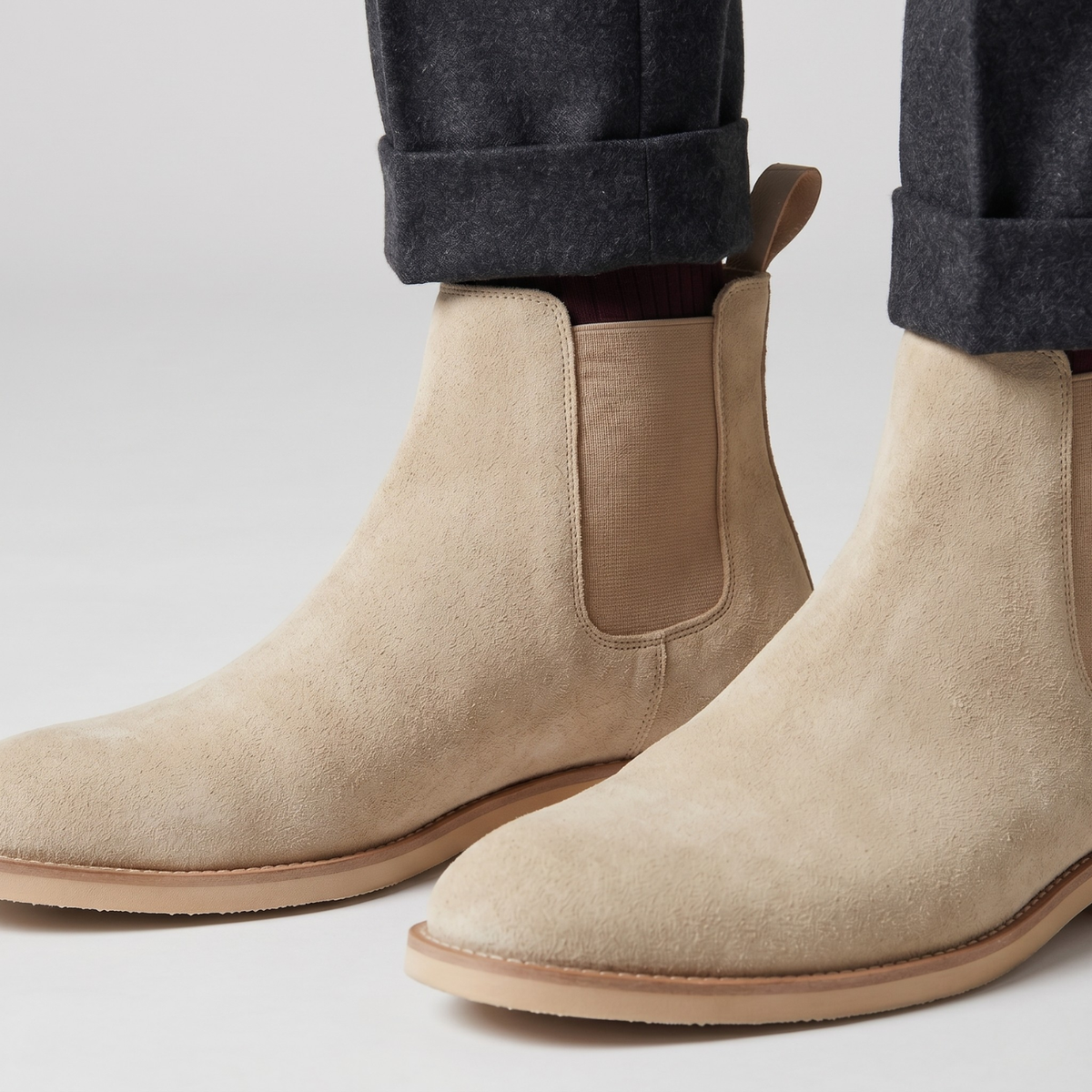 Bottines Chelsea homme en suédine à enfiler