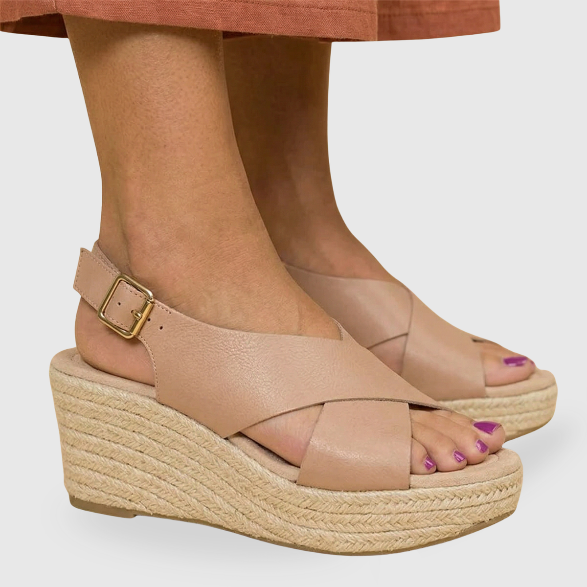 Sandales compensées femme espadrilles à brides croisées semelle confortable