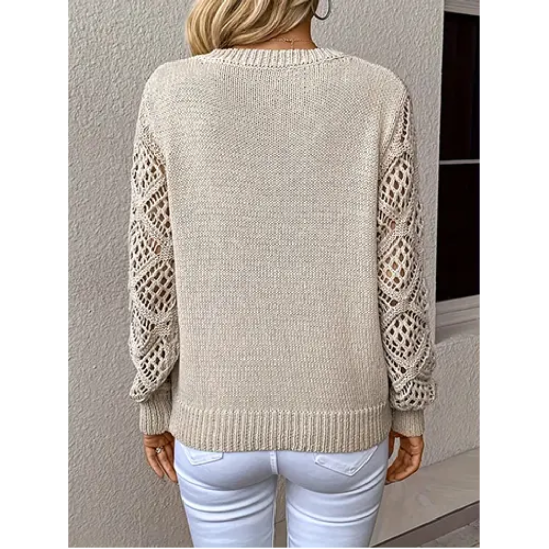 Pull Col en V Manches Longues Maille Douce pour Femme
