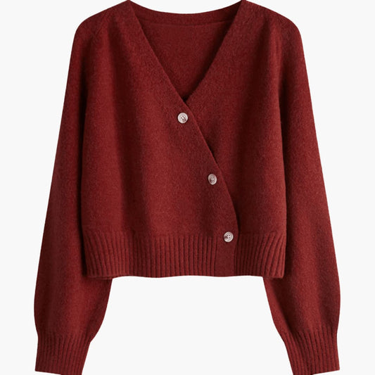 Cardigan da donna con scollo a V, bottoni, bordi a coste e vestibilità comoda
