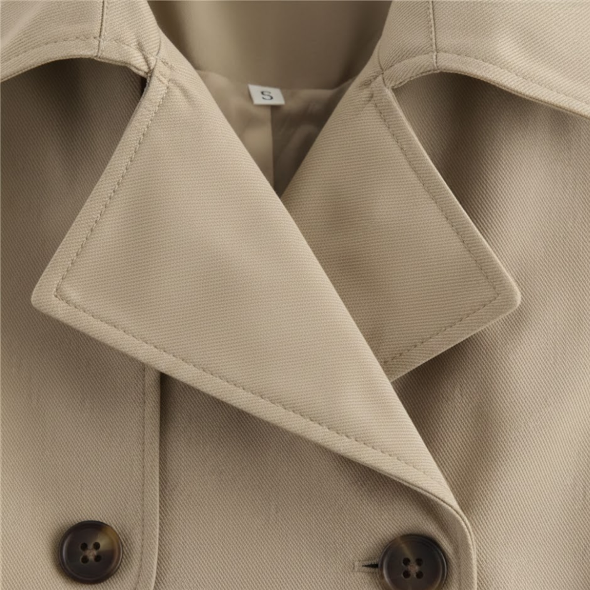 Trench Court Double Boutonnage Col à Revers pour Femme