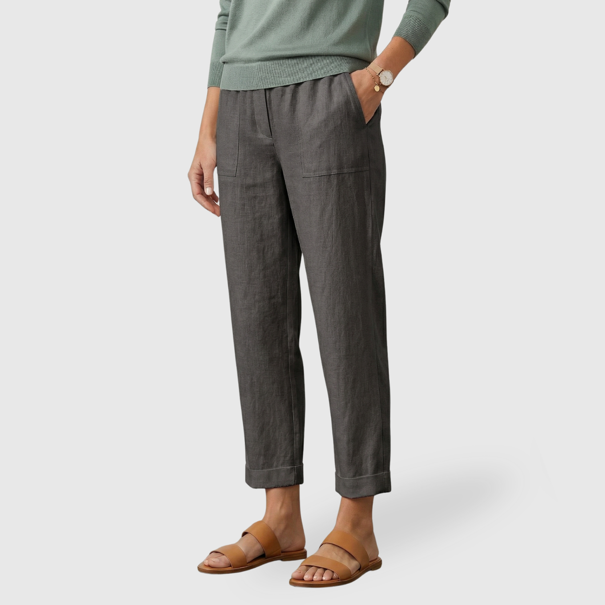 Pantalon femme fluide taille élastique coupe ample jambes larges été léger