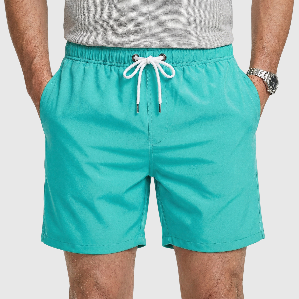 Short de bain homme séchage rapide taille élastique avec cordon et poches