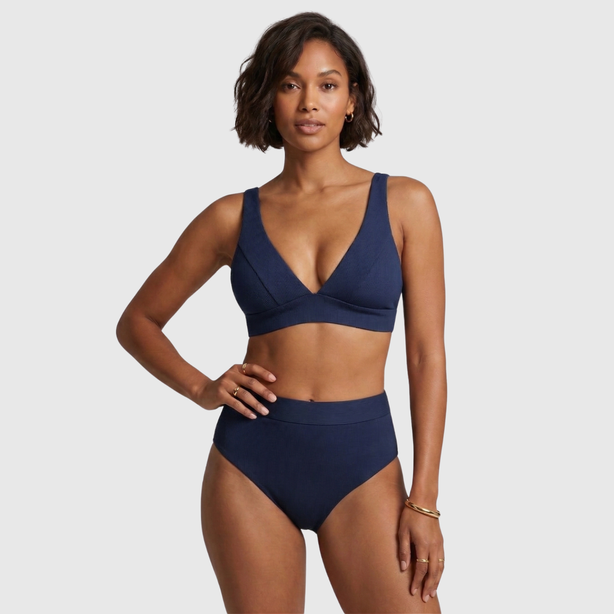 Bikini femme taille haute deux pièces maillot de bain maintien ventre sans armatures