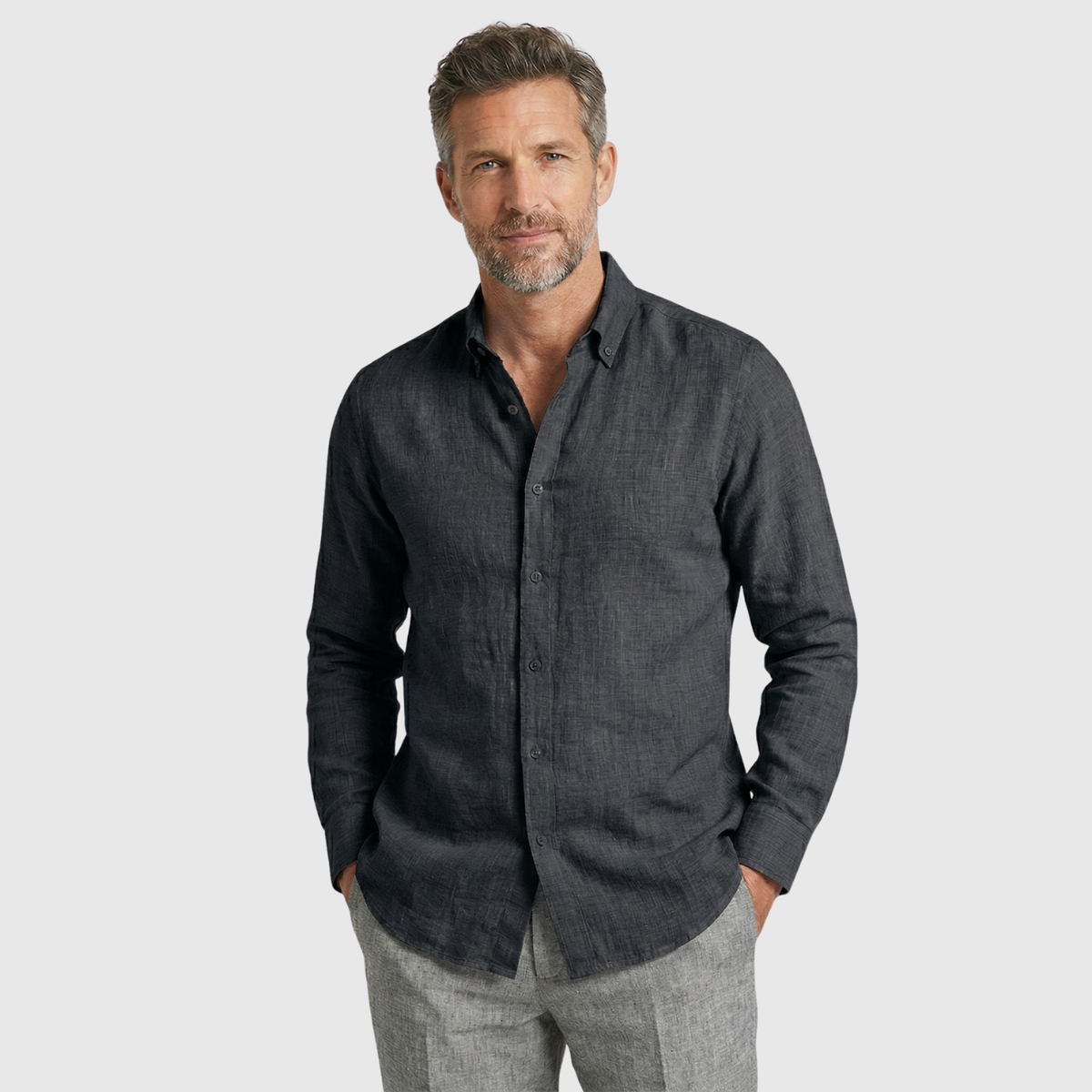 Chemise homme en lin manches longues coupe légère respirante été