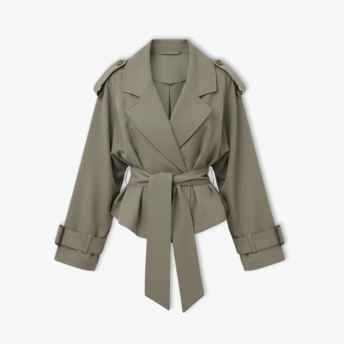 Trench court femme coupe-vent revers laçage taille moderne