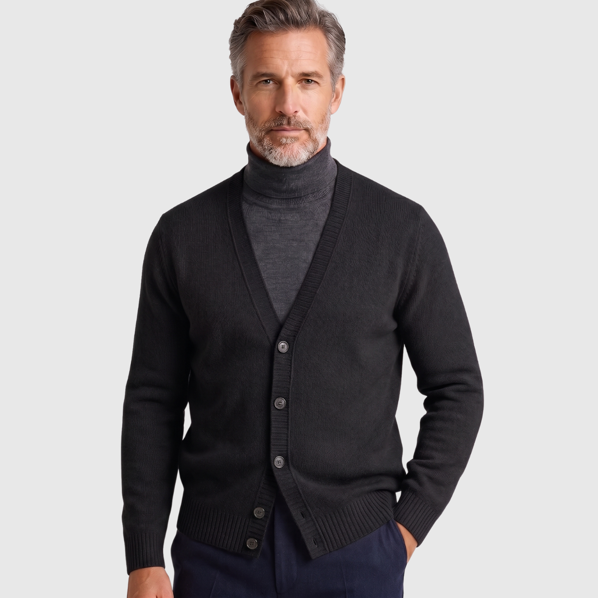 Gilet homme laine mérinos col V maille boutonnée coupe ajustée