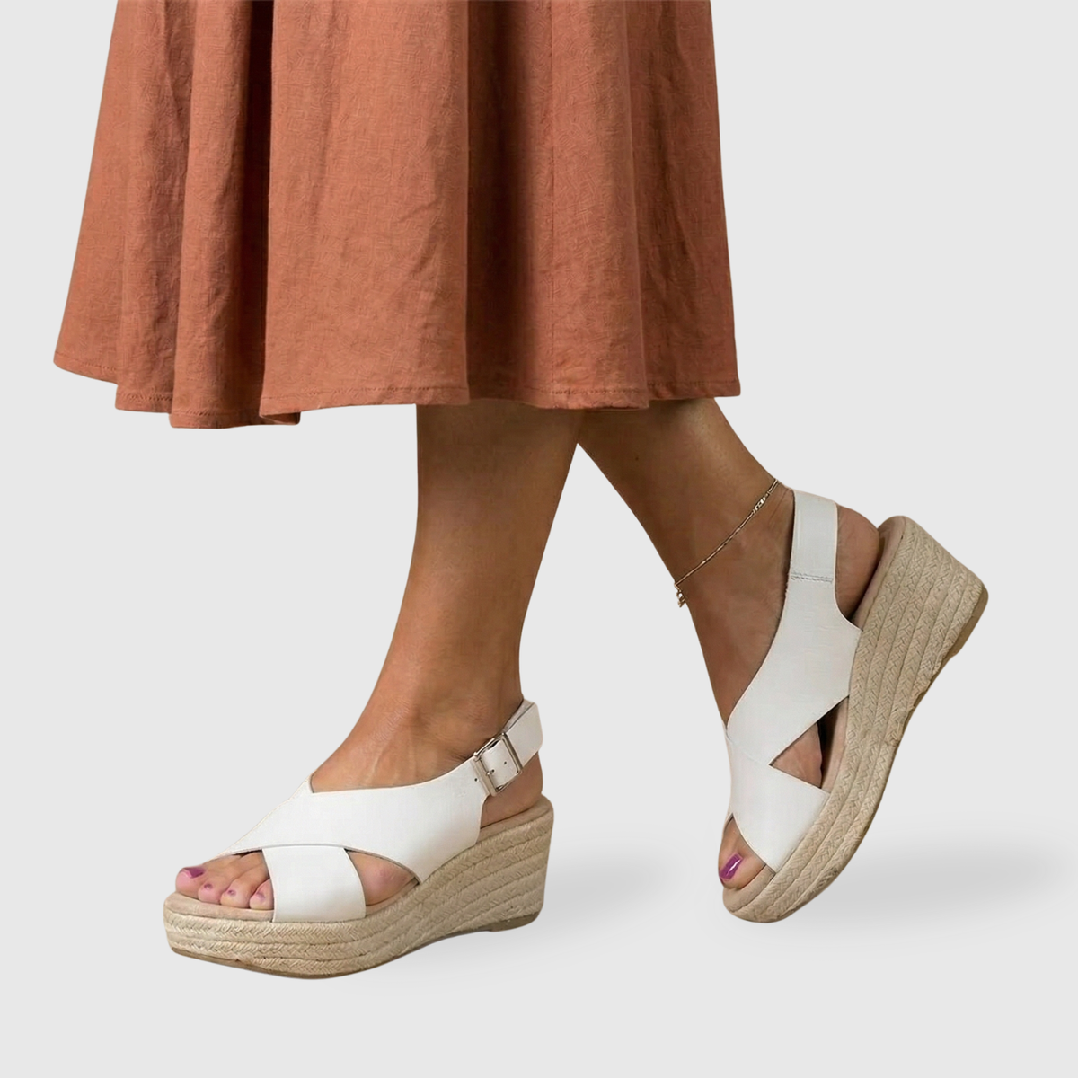 Sandales compensées femme espadrilles à brides croisées semelle confortable