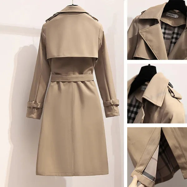 Trench-coat femme long double boutonnage coupe structurée