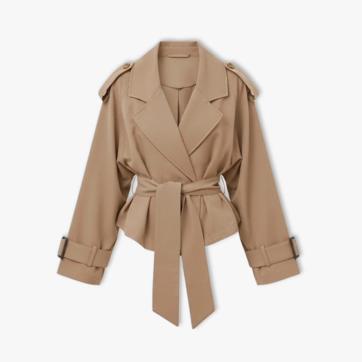 Trench court femme coupe-vent revers laçage taille moderne