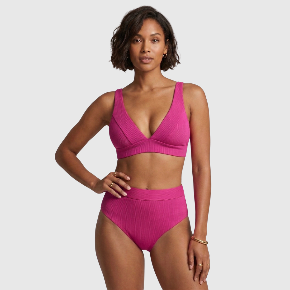 Bikini femme taille haute deux pièces maillot de bain maintien ventre sans armatures