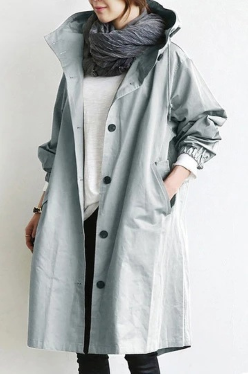 Trench-Coat Coupe-Vent Finition Imperméable pour Femme
