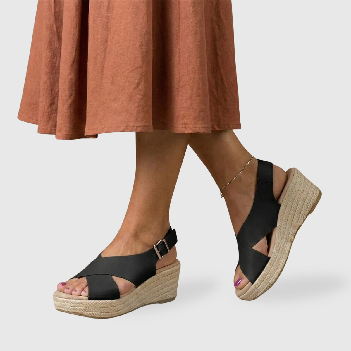 Sandales compensées femme espadrilles à brides croisées semelle confortable
