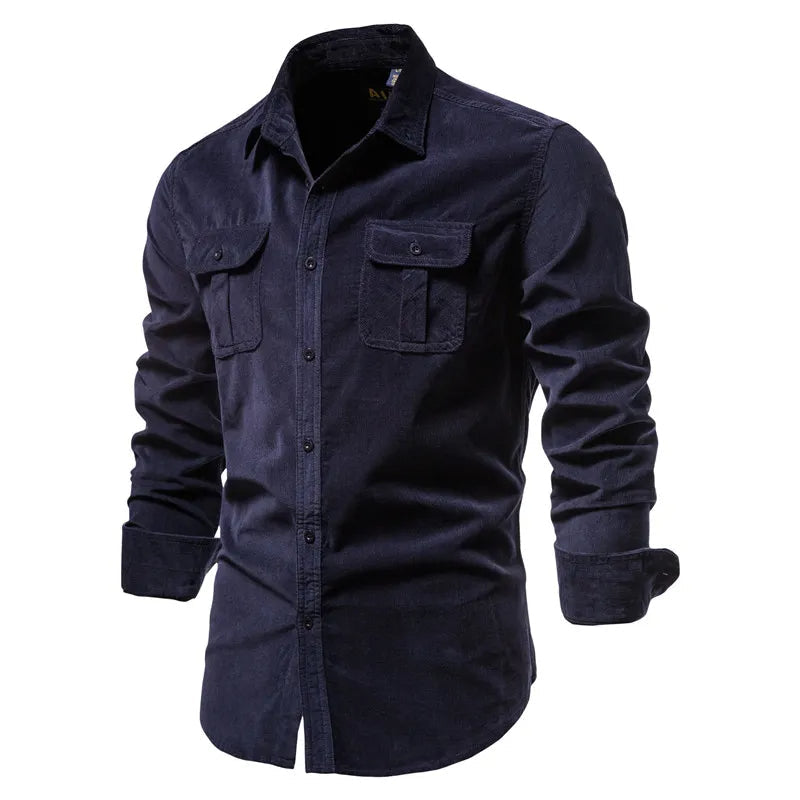 Chemise en Velours Côtelé Coupe Ajustée pour Homme