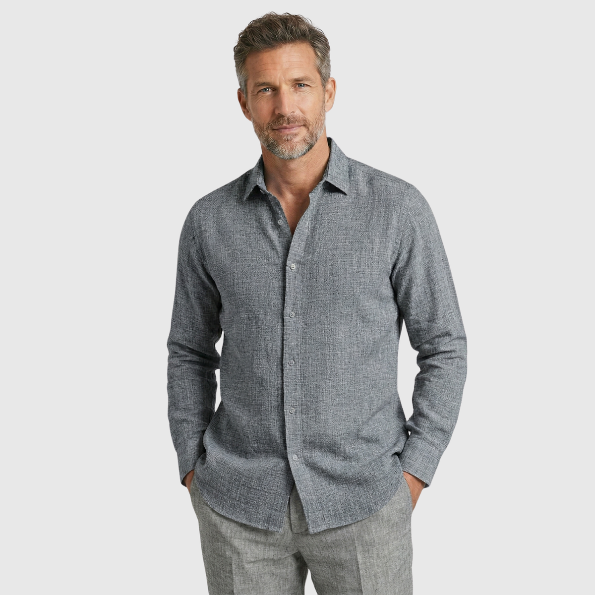 Chemise homme en lin manches longues coupe légère respirante été