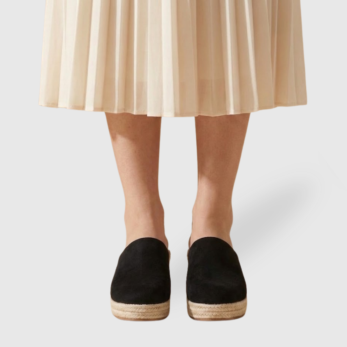Mules compensées femme semelle corde style espadrille bout fermé